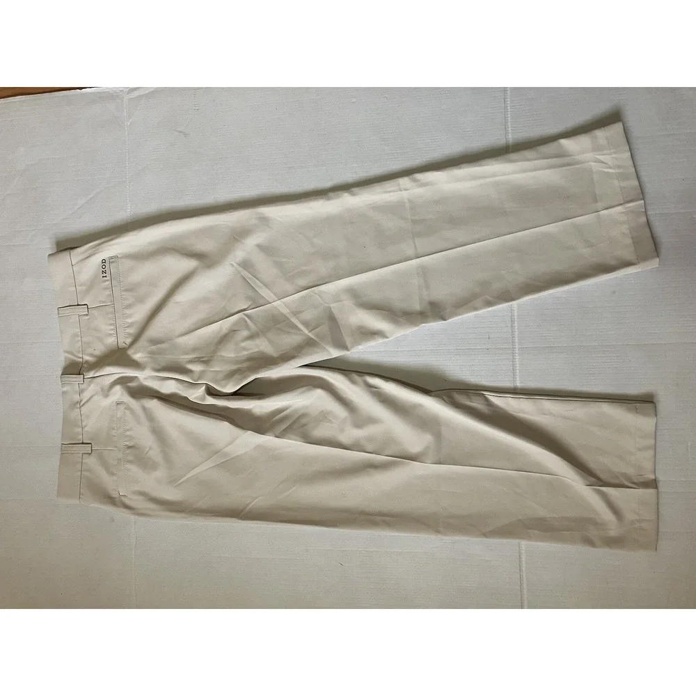 IZOD Golf Pants Mens Chino Slim Fit Size 32x30 Beige Lightweight‎ Performance